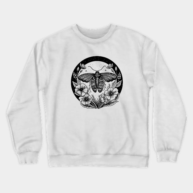 Dark academia moth and flowers Crewneck Sweatshirt by Pictandra